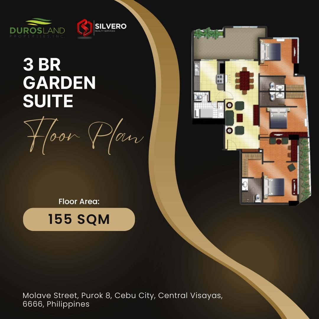 3 BR garden suite for sale floor plan