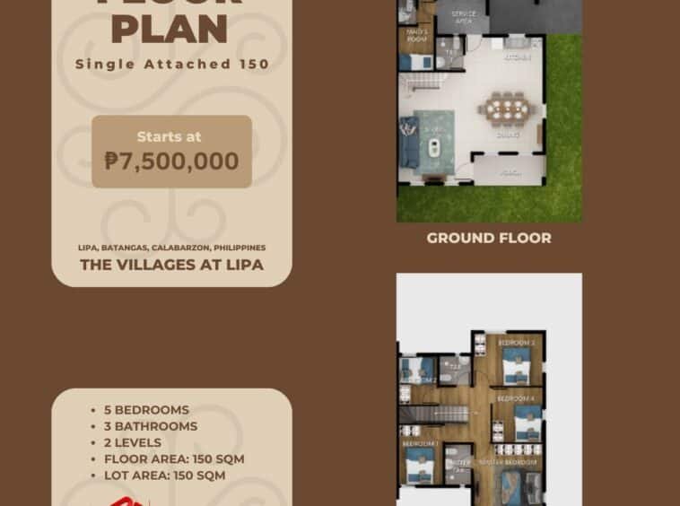 single attached 150 villages at lipa floor plan