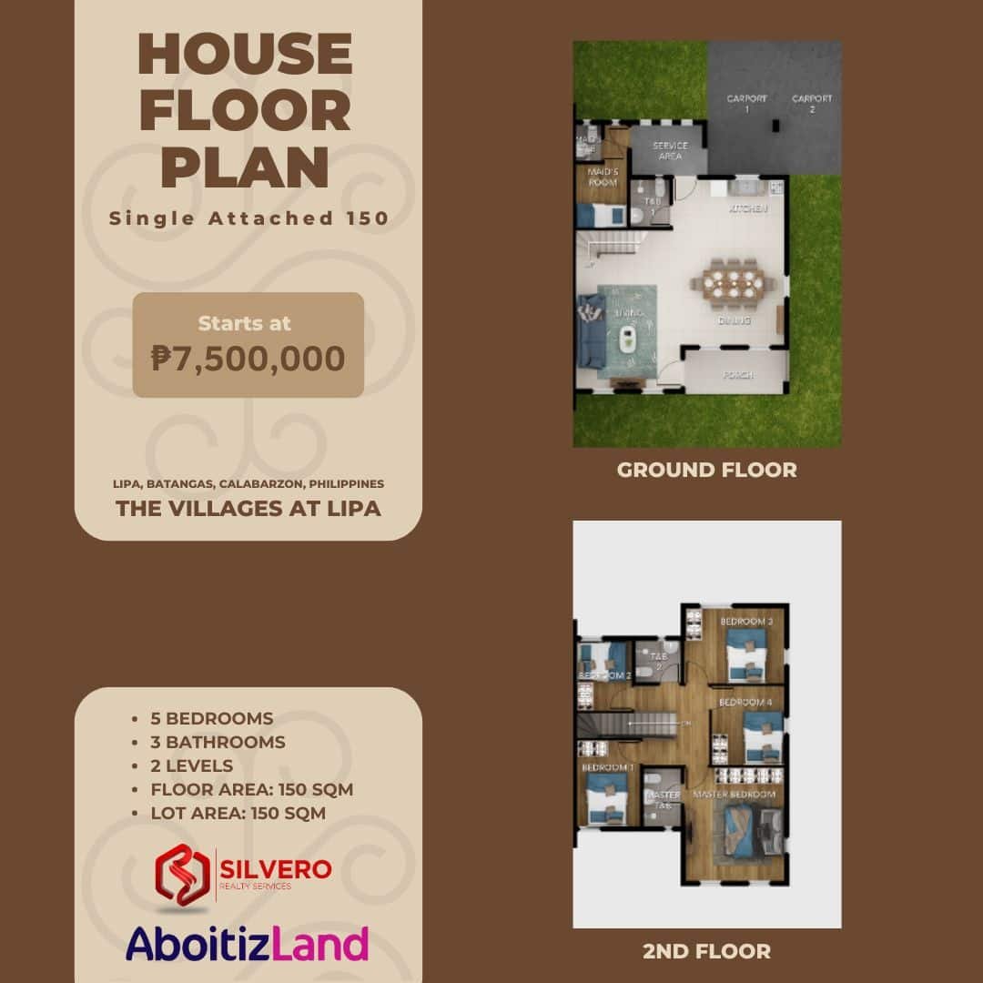 single attached 150 villages at lipa floor plan