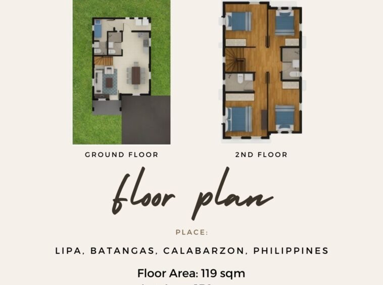 single detached 119 villages at lipa floor plan