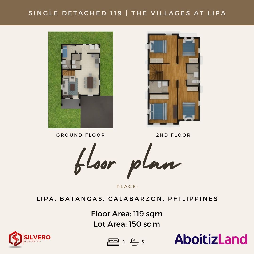 single detached 119 villages at lipa floor plan