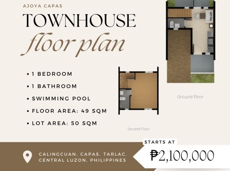 townhouse mid unit ajoya capas floor plan