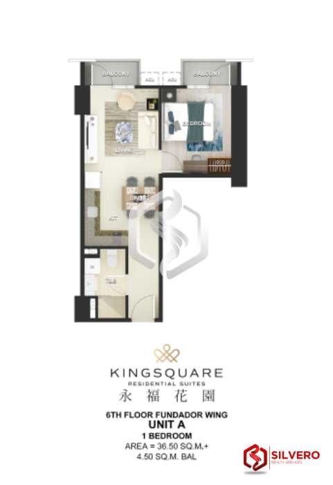 kingsquare residetials 1 bedroom floor plan