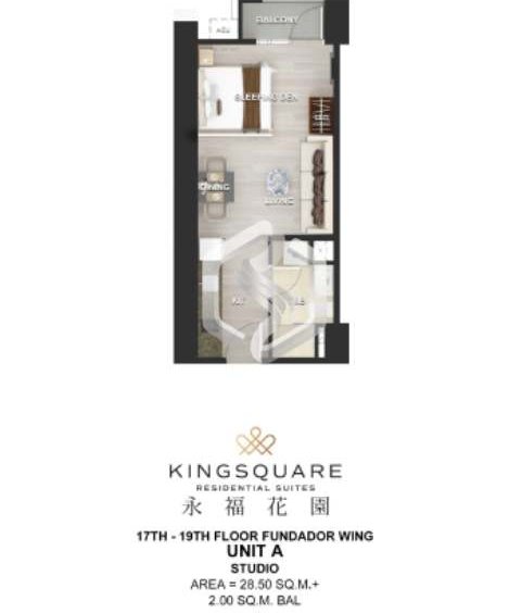 kignsquare residentials studio floor plan 2