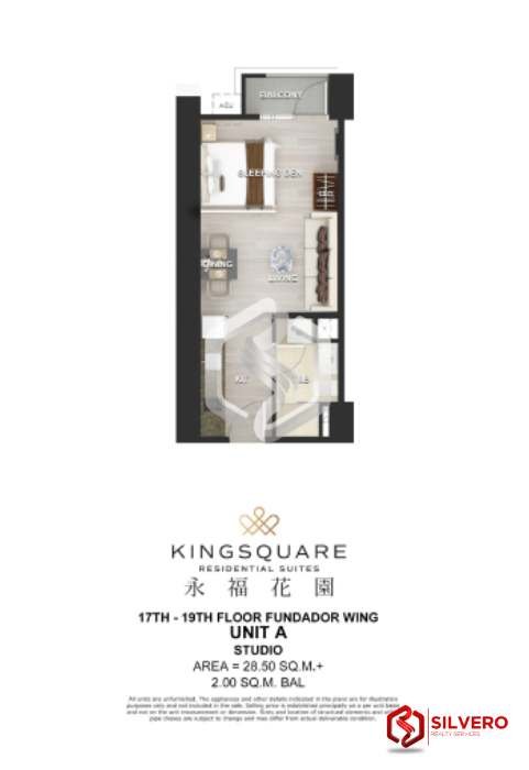 kignsquare residentials studio floor plan 2