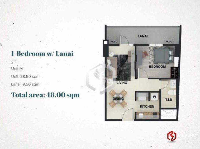 la cassia residences 1 bedroom w lanai floor plan 1