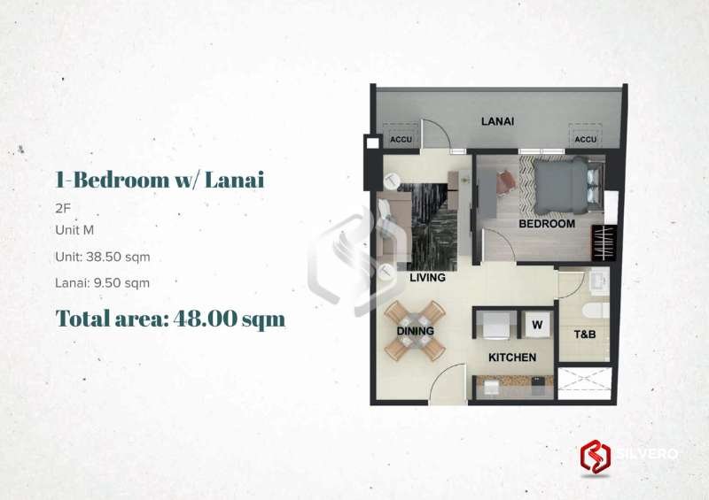 la cassia residences 1 bedroom w lanai floor plan 1