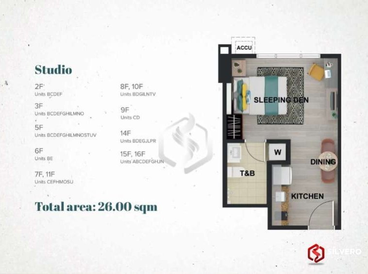 la cassia residences studio floor plan 1