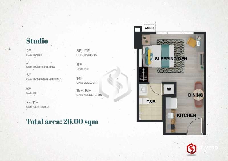 la cassia residences studio floor plan 1