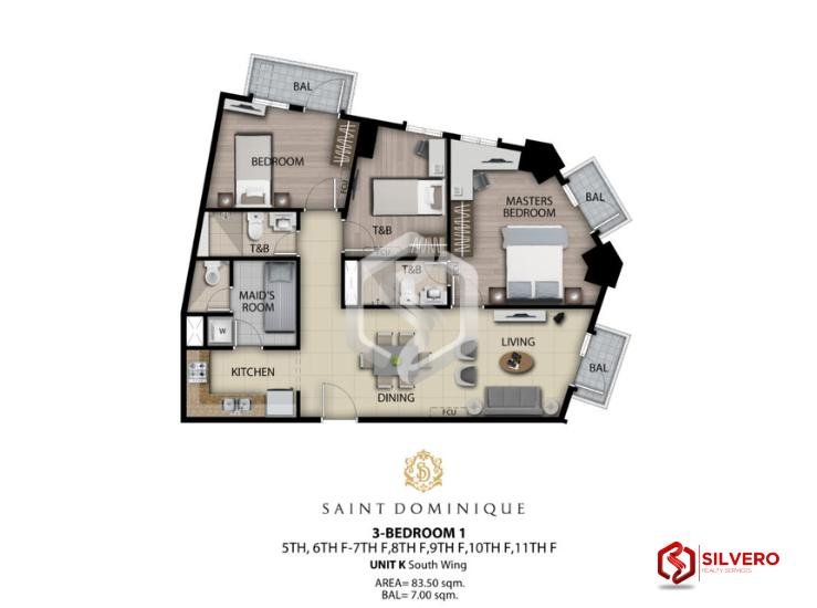 saint dominique executive 3br studio plan