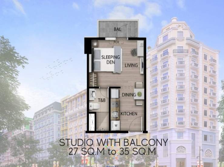 saint dominique studio w balcony floor plan