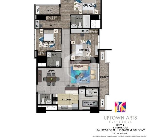 uptown arts residences 3 bedroom floor plan