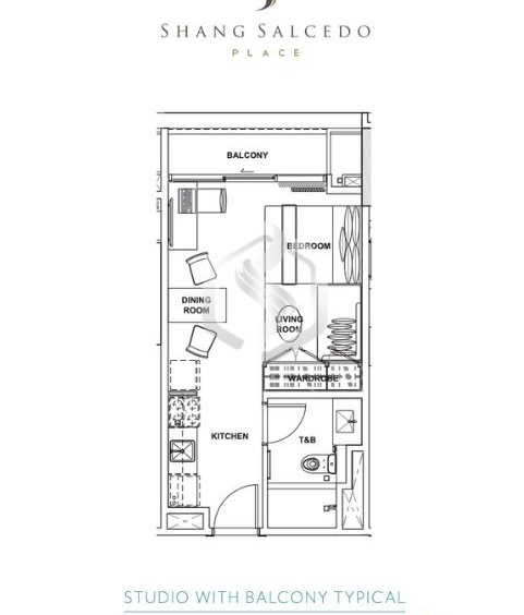 shang salcedo place studio w balcony floor plan