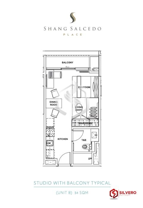 shang salcedo place studio w balcony floor plan